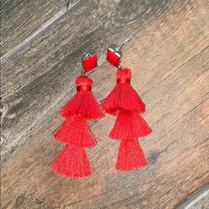 Red tassel earrings